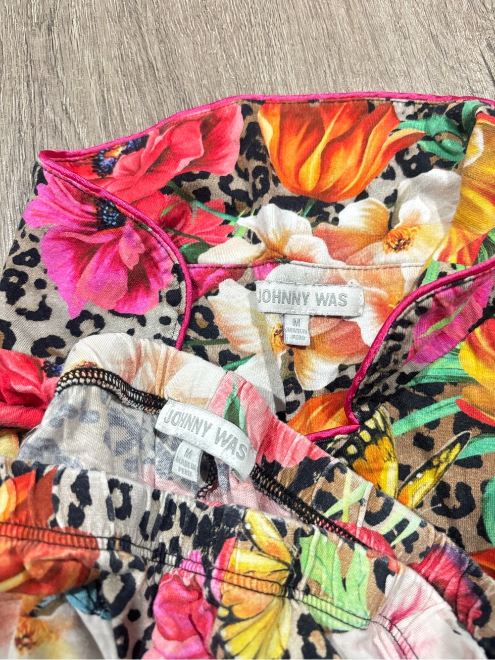 Johnny Was Sandra Floral Animal Print Long PJ Set Boho Chic Size Medium - Picture 4 of 4
